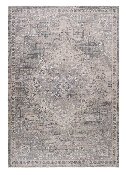 7' X 10' Gray and Beige Oriental Distressed Area Rug