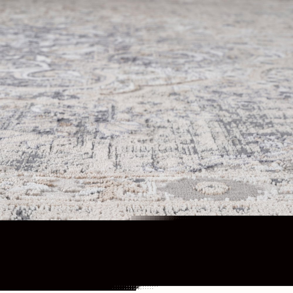 8' X 11' Gray and Beige Oriental Distressed Area Rug
