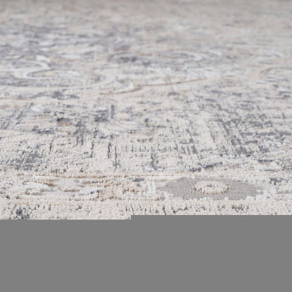 8' X 11' Gray and Beige Oriental Distressed Area Rug