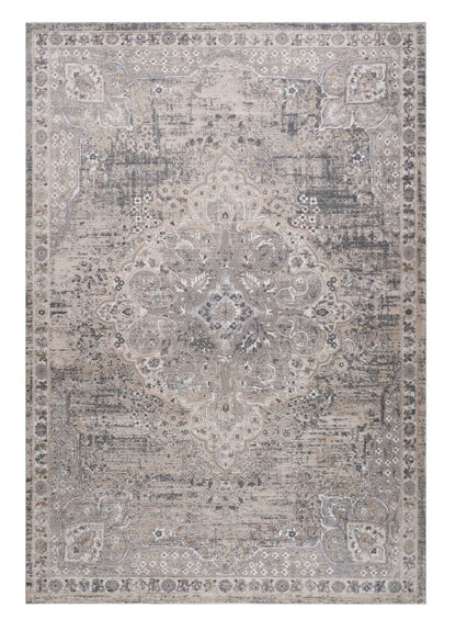 8' X 11' Gray and Beige Oriental Distressed Area Rug