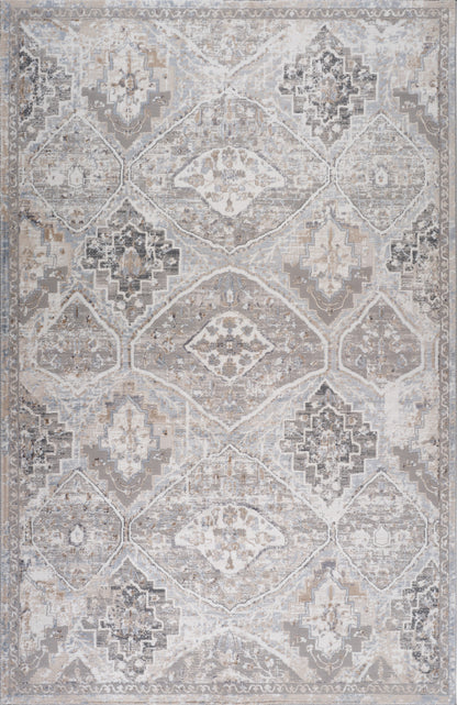 4' X 6' Blue and Gray Oriental Distressed Area Rug