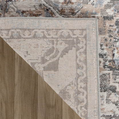 4' X 6' Blue and Gray Oriental Distressed Area Rug