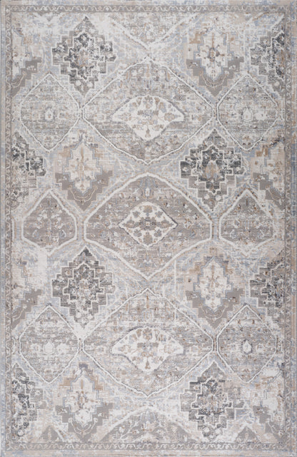 4' X 6' Blue and Gray Oriental Distressed Area Rug