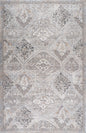 5' X 8' Blue and Gray Oriental Distressed Area Rug