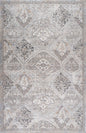 5' X 8' Blue and Gray Oriental Distressed Area Rug