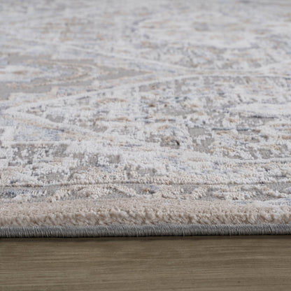 7' X 10' Blue and Gray Oriental Distressed Area Rug