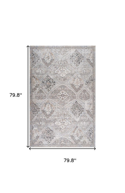 7' X 10' Blue and Gray Oriental Distressed Area Rug