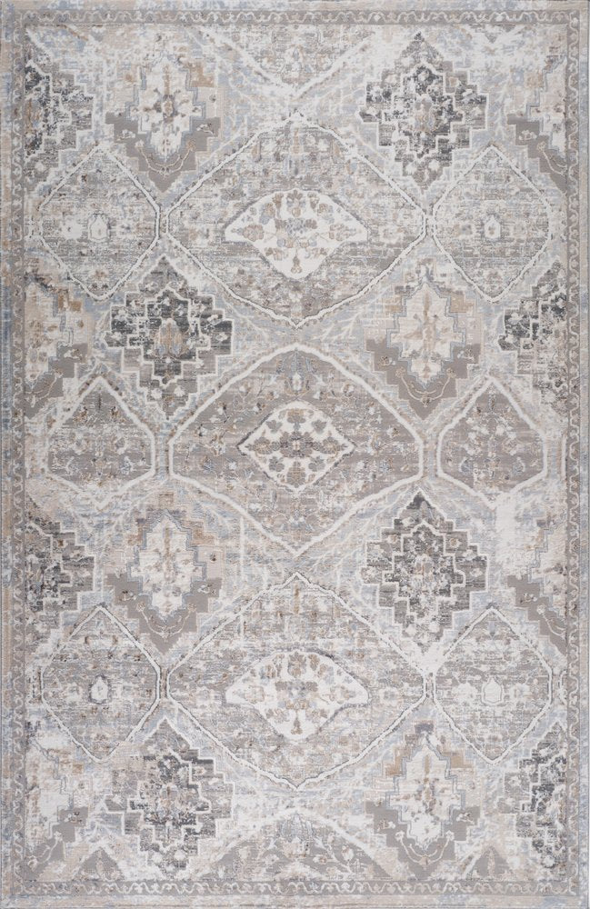 8' X 11' Blue and Gray Oriental Distressed Area Rug