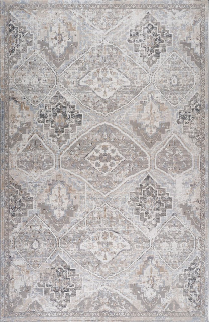 8' X 11' Blue and Gray Oriental Distressed Area Rug