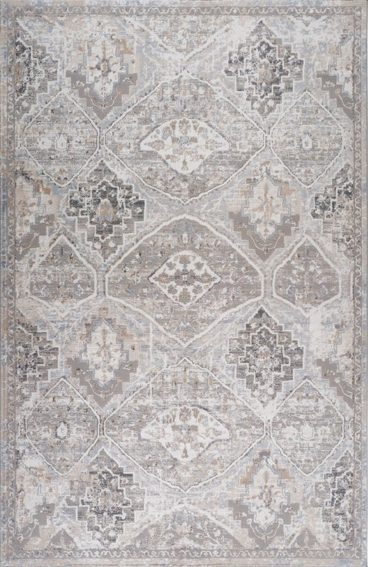 8' X 11' Blue and Gray Oriental Distressed Area Rug