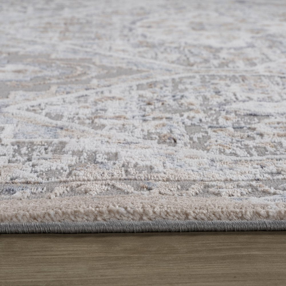 8' X 11' Blue and Gray Oriental Distressed Area Rug