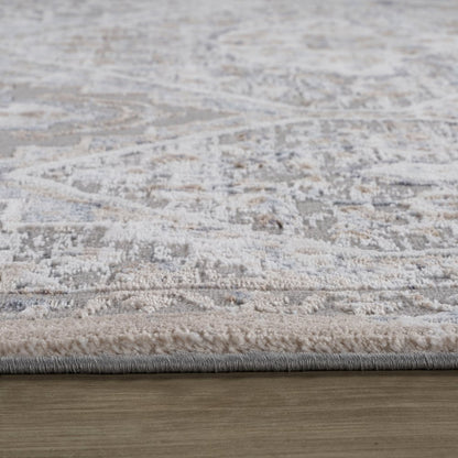 8' X 11' Blue and Gray Oriental Distressed Area Rug