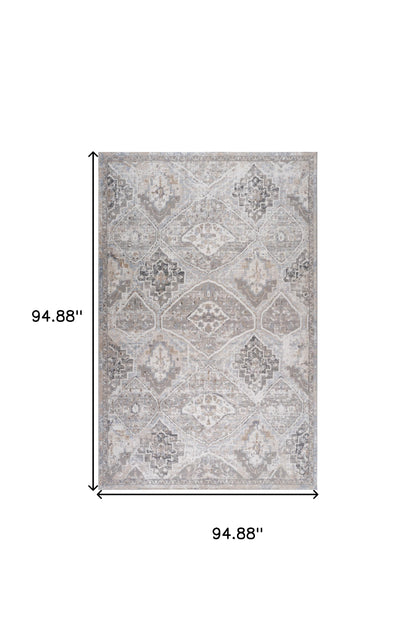 8' X 11' Blue and Gray Oriental Distressed Area Rug