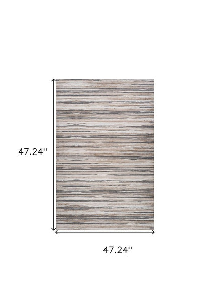 4' X 6' Beige and Gray Abstract Distressed Area Rug