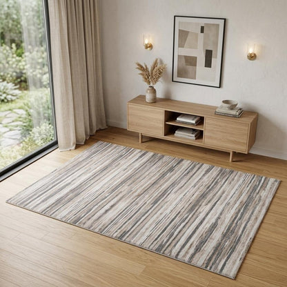 4' X 6' Beige and Gray Abstract Distressed Area Rug