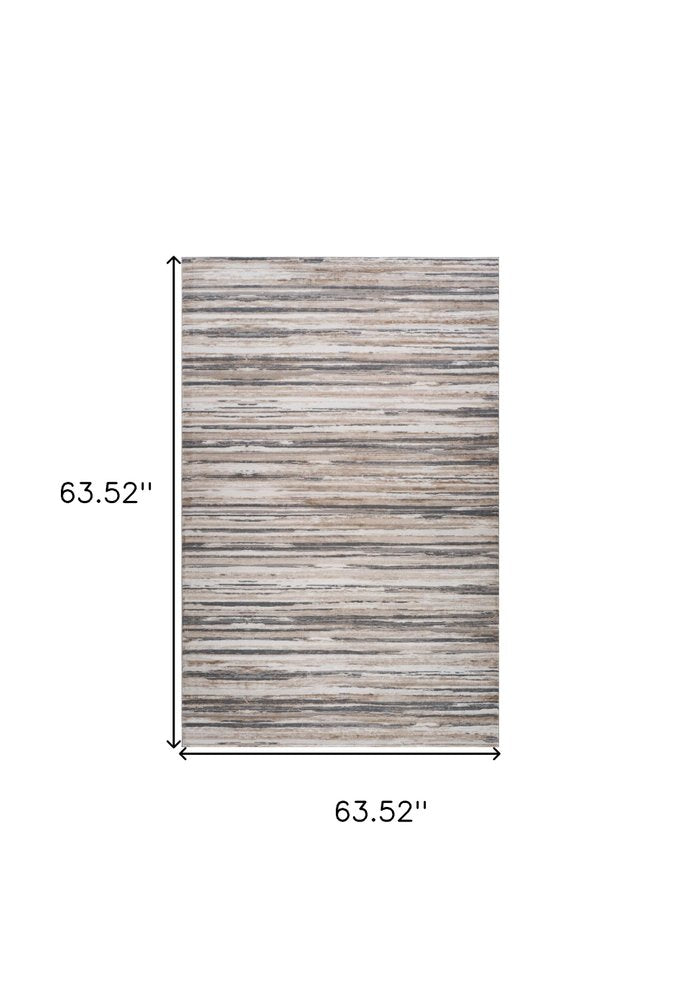 5' X 8' Beige and Gray Abstract Distressed Area Rug