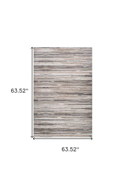 5' X 8' Beige and Gray Abstract Distressed Area Rug