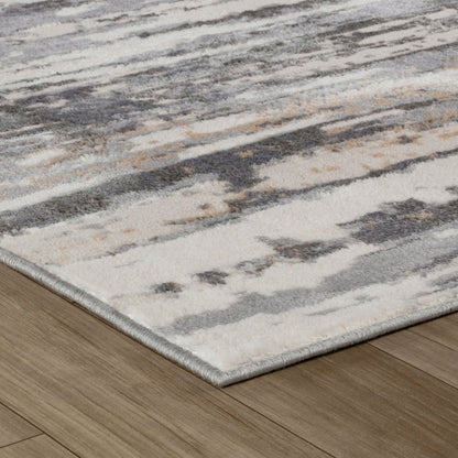 5' X 8' Beige and Gray Abstract Distressed Area Rug