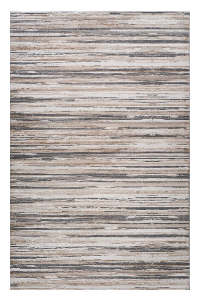5' X 8' Beige and Gray Abstract Distressed Area Rug