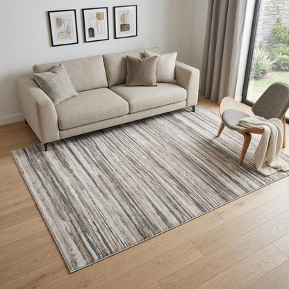 5' X 8' Beige and Gray Abstract Distressed Area Rug