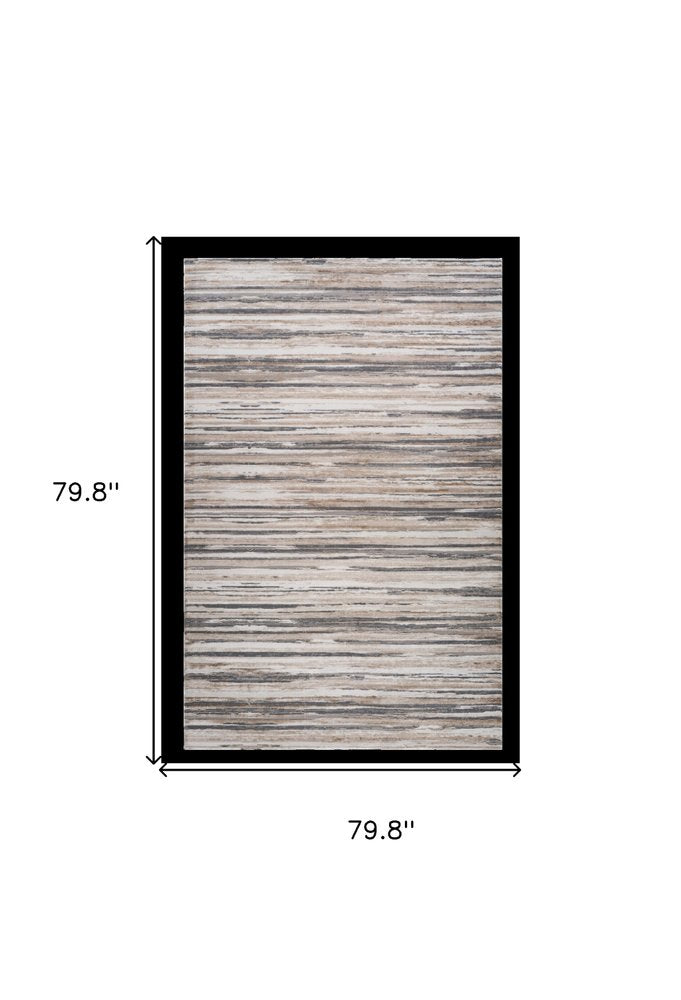 7' X 10' Beige and Gray Abstract Distressed Area Rug