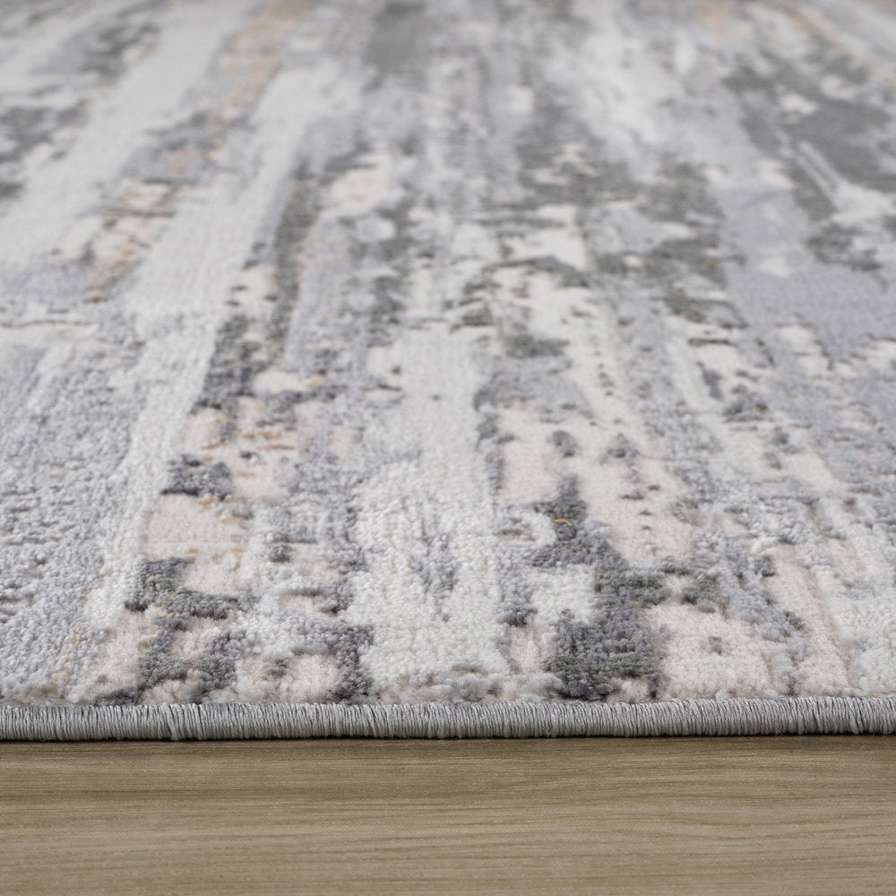 7' X 10' Beige and Gray Abstract Distressed Area Rug