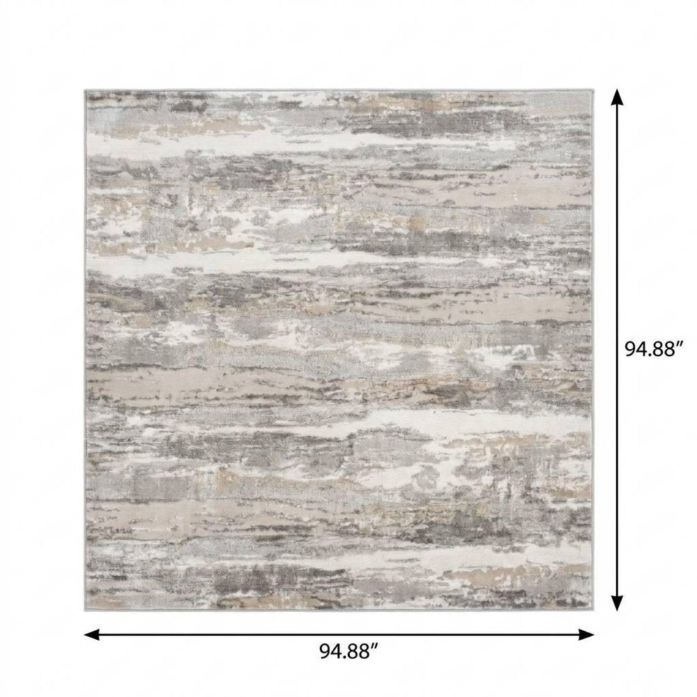 8' X 11' Beige and Gray Abstract Distressed Area Rug