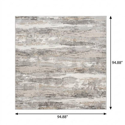 8' X 11' Beige and Gray Abstract Distressed Area Rug