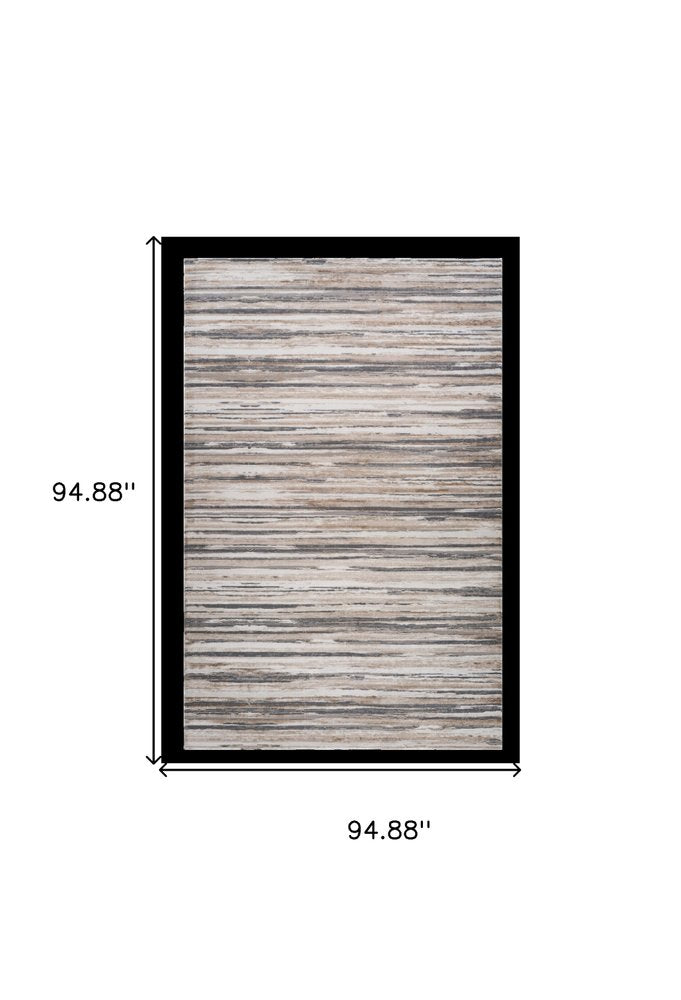 8' X 11' Beige and Gray Abstract Distressed Area Rug