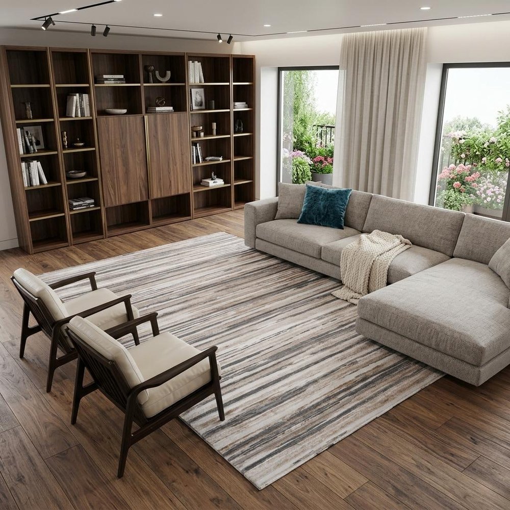 8' X 11' Beige and Gray Abstract Distressed Area Rug