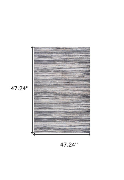 4' X 6' Blue and Gray Abstract Distressed Area Rug