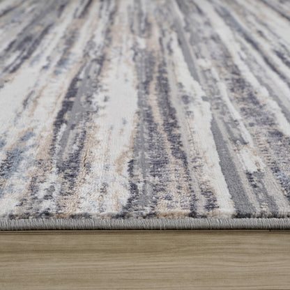 4' X 6' Blue and Gray Abstract Distressed Area Rug