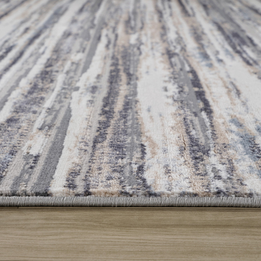 4' X 6' Blue and Gray Abstract Distressed Area Rug