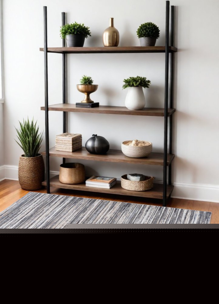 4' X 6' Blue and Gray Abstract Distressed Area Rug