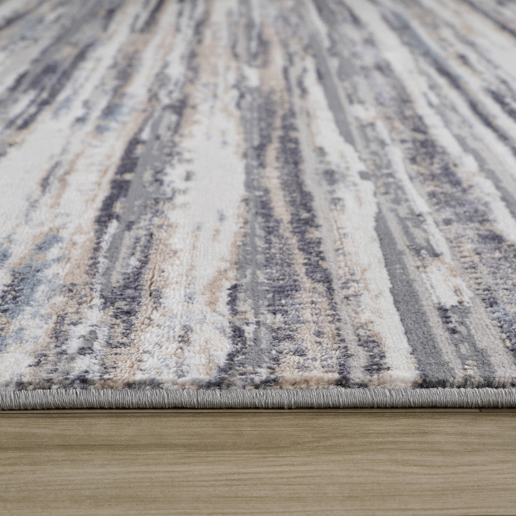 5' X 8' Blue and Gray Abstract Distressed Area Rug