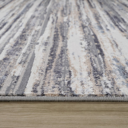 5' X 8' Blue and Gray Abstract Distressed Area Rug