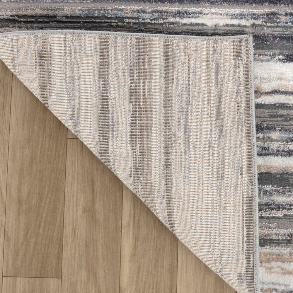 7' X 10' Blue and Gray Abstract Distressed Area Rug