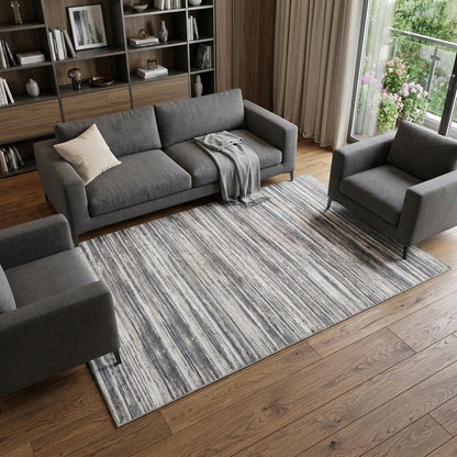 7' X 10' Blue and Gray Abstract Distressed Area Rug