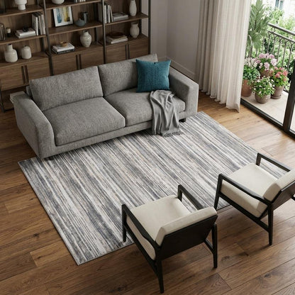 8' X 11' Blue and Gray Abstract Distressed Area Rug