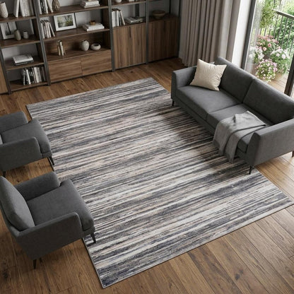 8' X 11' Blue and Gray Abstract Distressed Area Rug