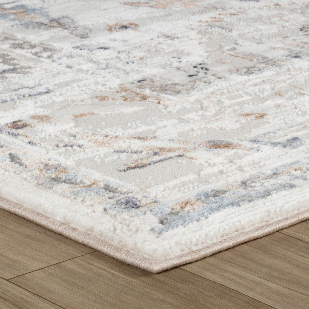 4' X 6' Beige and Ivory Abstract Distressed Area Rug