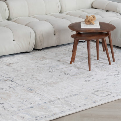 4' X 6' Beige and Ivory Abstract Distressed Area Rug