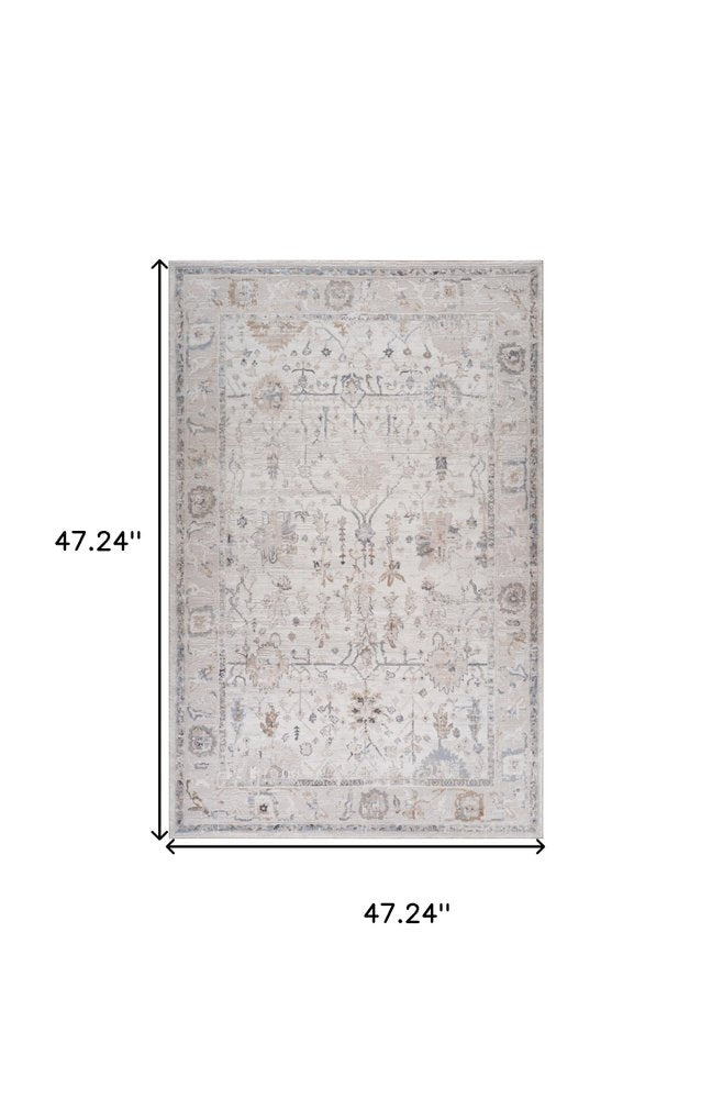 4' X 6' Beige and Ivory Abstract Distressed Area Rug