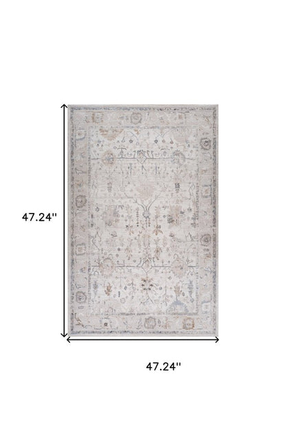 4' X 6' Beige and Ivory Abstract Distressed Area Rug