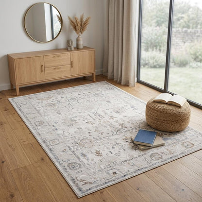 4' X 6' Beige and Ivory Abstract Distressed Area Rug