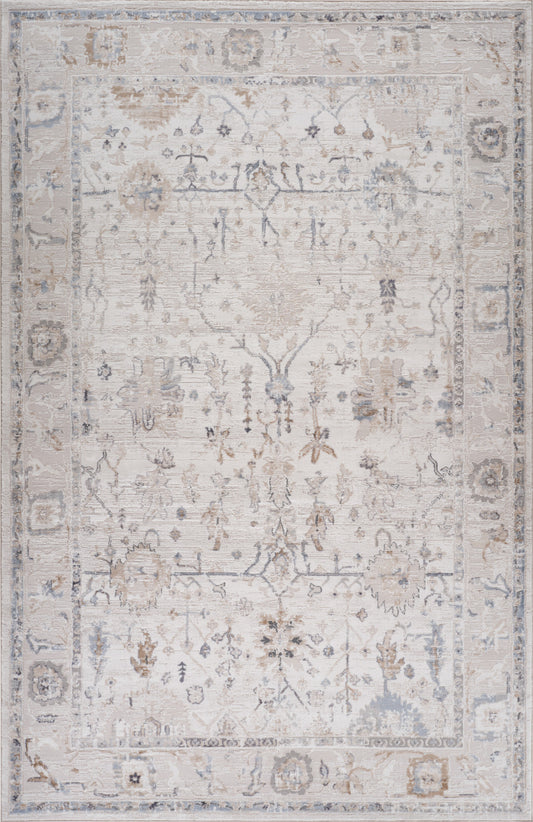 5' X 8' Beige and Ivory Abstract Distressed Area Rug