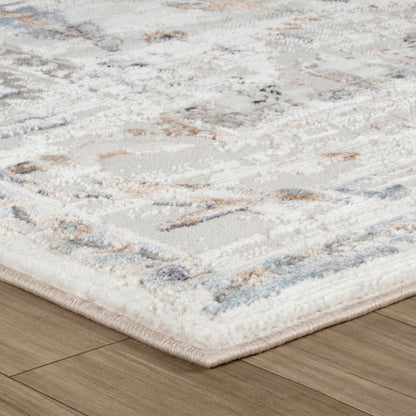 5' X 8' Beige and Ivory Abstract Distressed Area Rug