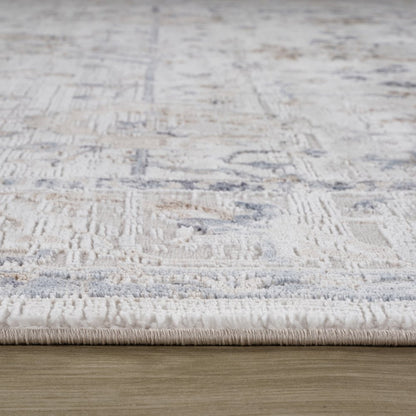 5' X 8' Beige and Ivory Abstract Distressed Area Rug
