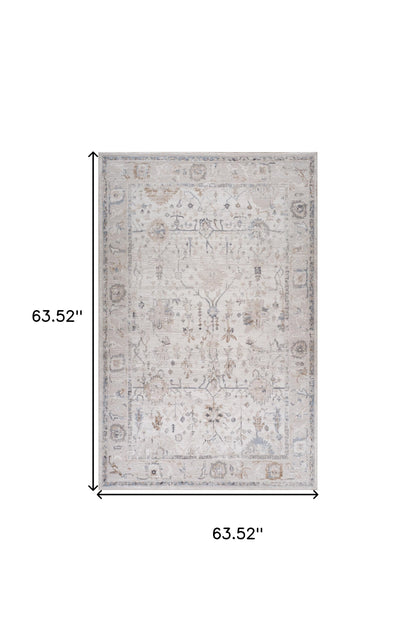 5' X 8' Beige and Ivory Abstract Distressed Area Rug