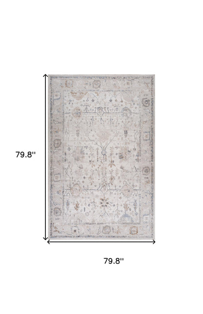 7' X 10' Beige and Ivory Abstract Distressed Area Rug